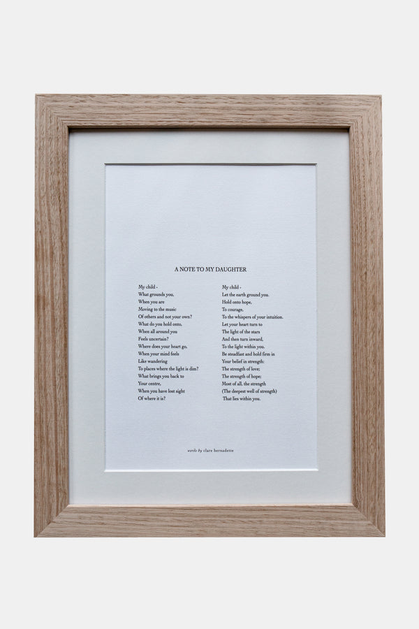 "A Note To My Daughter" Print