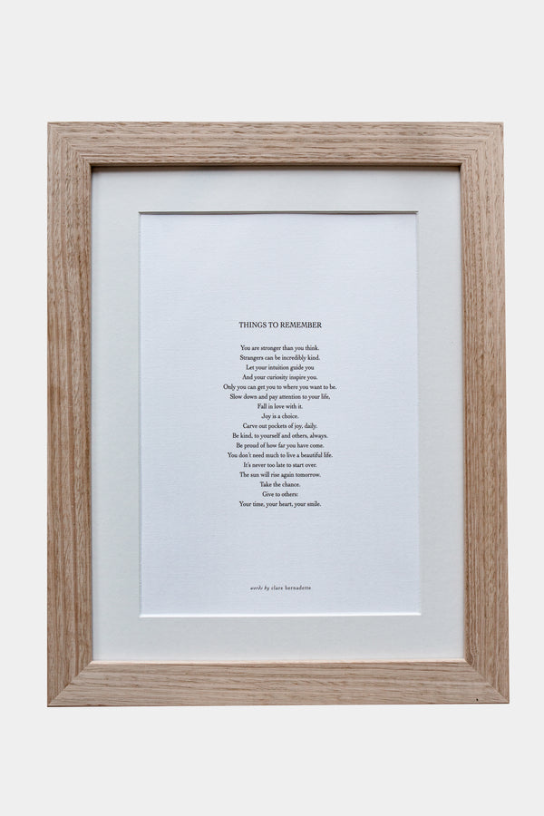 "Things to Remember" Print