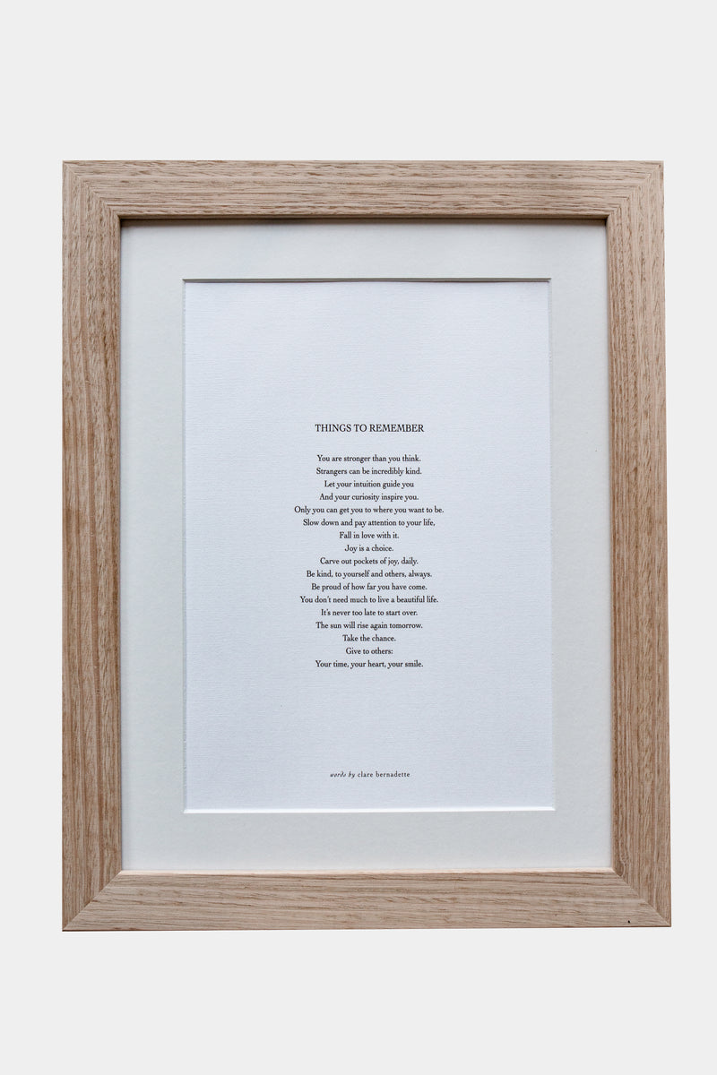 "Things to Remember" Print